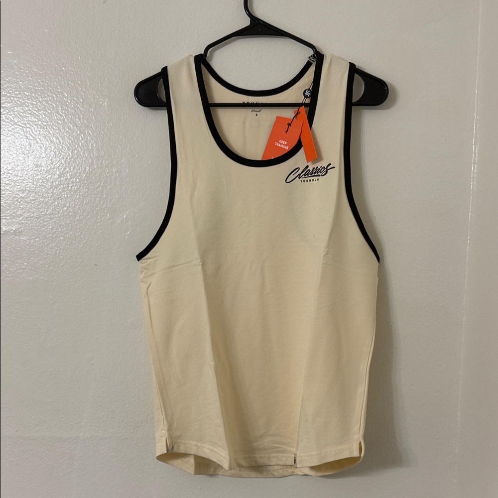 NEW! YOUNGLA CLASSIC STRINGER TANK TOP - CREAM - SIZE: S